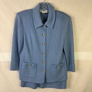 Vintage St John Blue Wool Jacket with Gold Buttons
